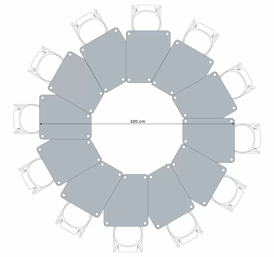 Circle of 12 FLÖTOTTO - FLEX TABLE Fünfecktisch