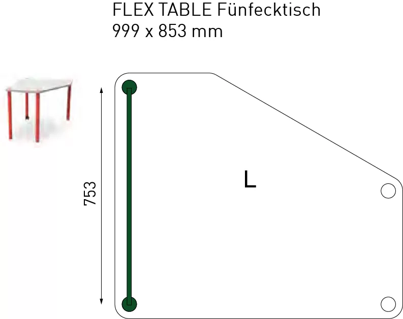 FLEX TABLE five side table L FLÖTOTTO - FLEX Standabsorber