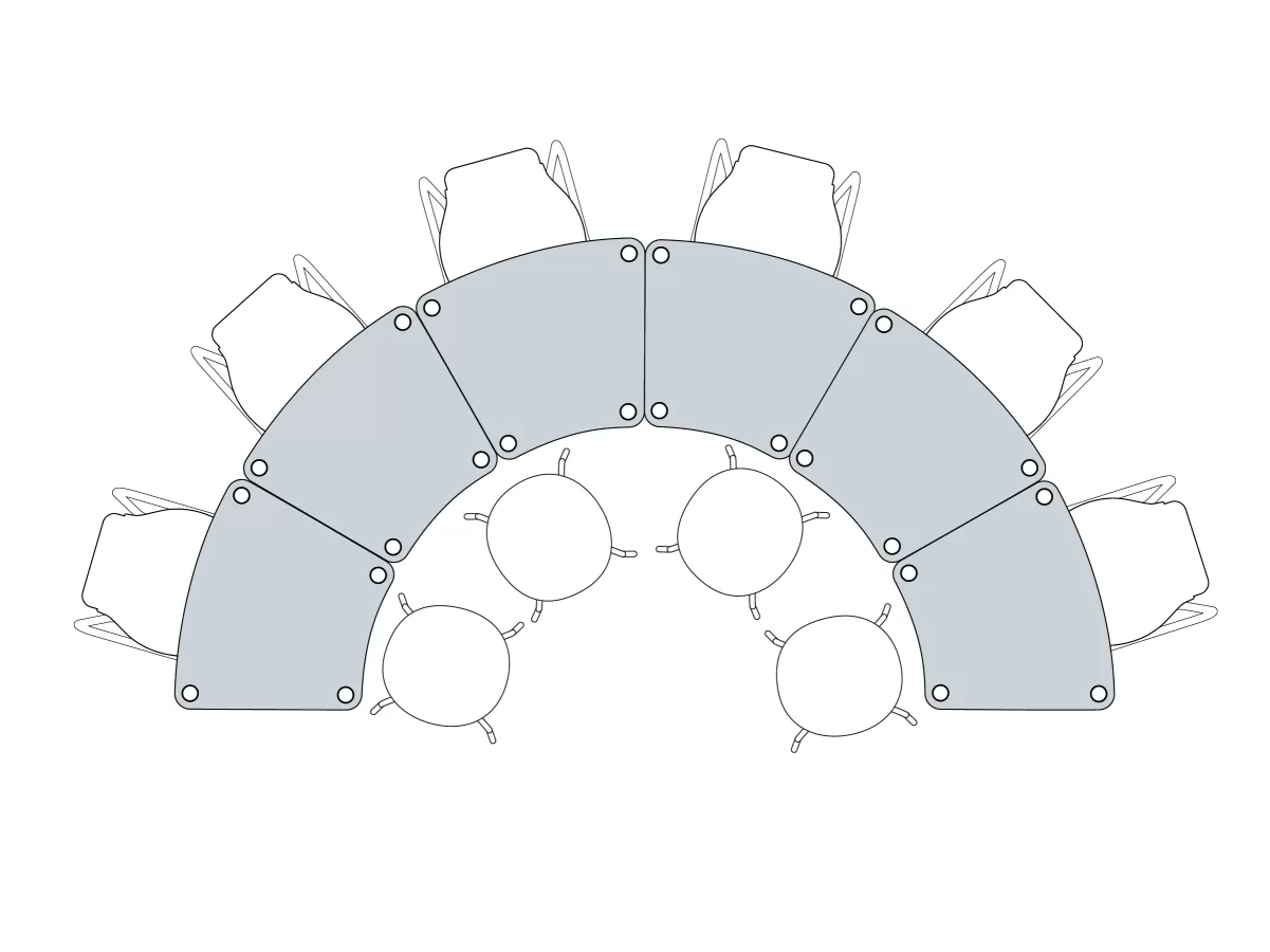 FLEX TABLE Segmenttisch 300 Aufstellung FLÖTOTTO - FLEX TABLE Segment 300